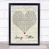 Any Song Lyrics Custom Script Heart Wall Art Quote Personalised Lyrics Print